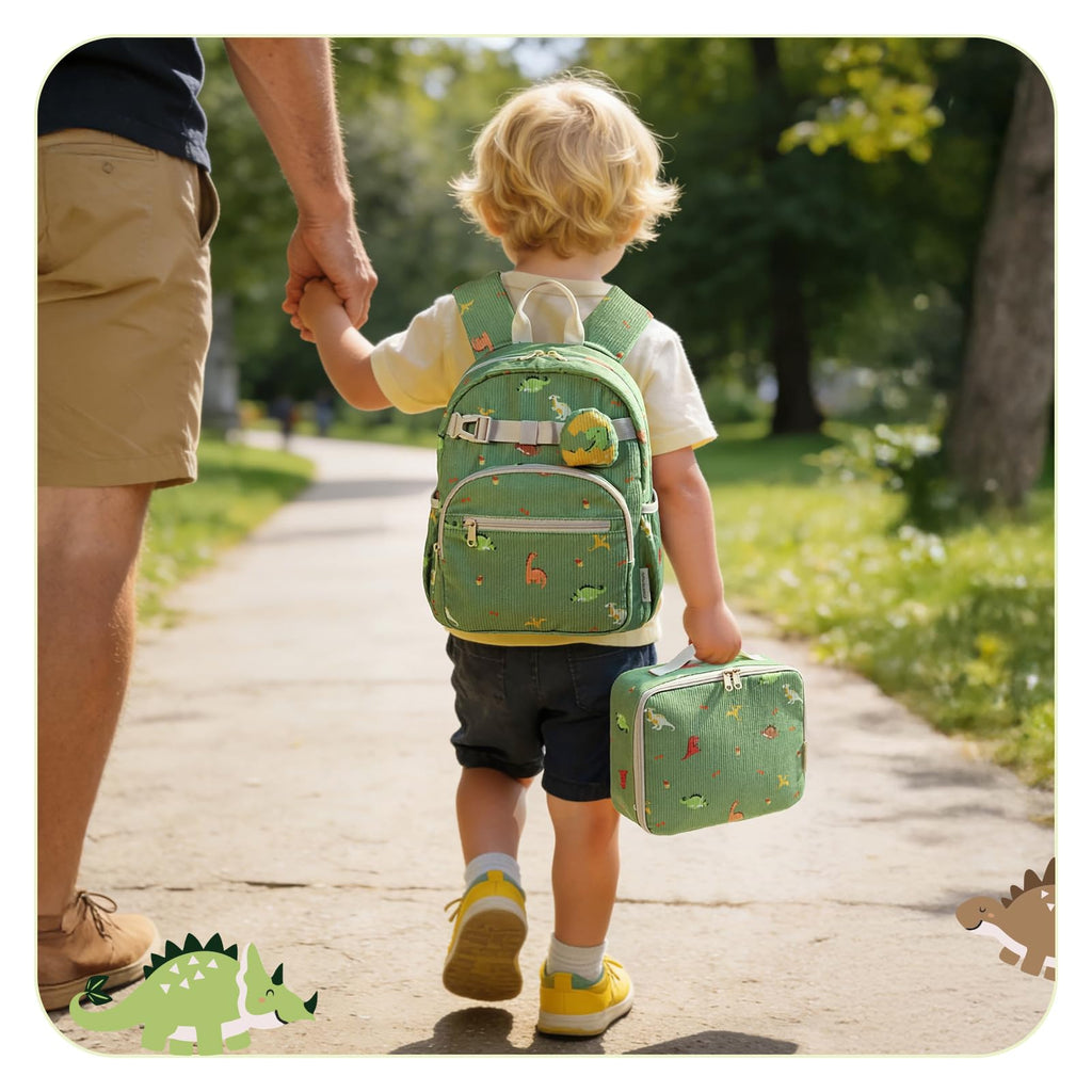 Corduroy Toddler Backpack Kindergarten Bookbag with Lunch Box