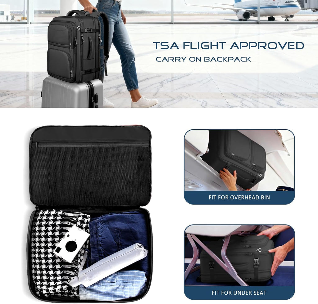 Travel Backpack, Expandable Carry on Backpack for Men, TSA 17.3 inch Laptop Bag Flight Approved, Lightweight Business