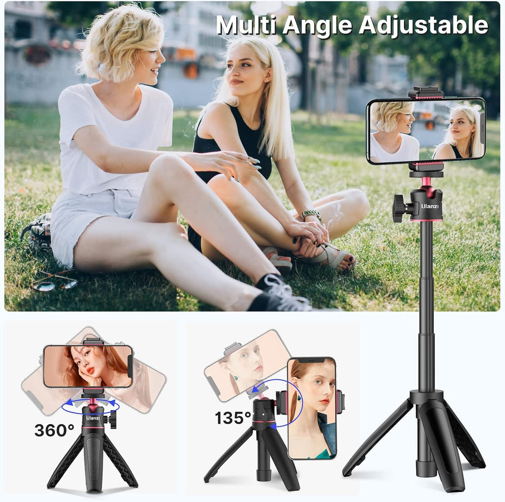 MT-08 Mini Extension Pole Tripod for Phone Camera | Extends to 21.3in, Phone Holder Included w Cold Shoe Mount