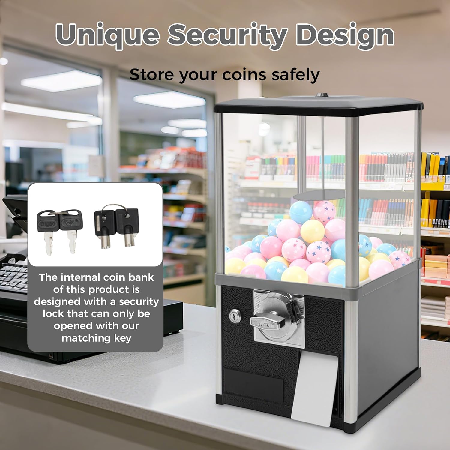 25-Cent Vending Machines, Coin Operated Commercial Large Capacity Gumball Machine Commercial Mini Dispenser Prize