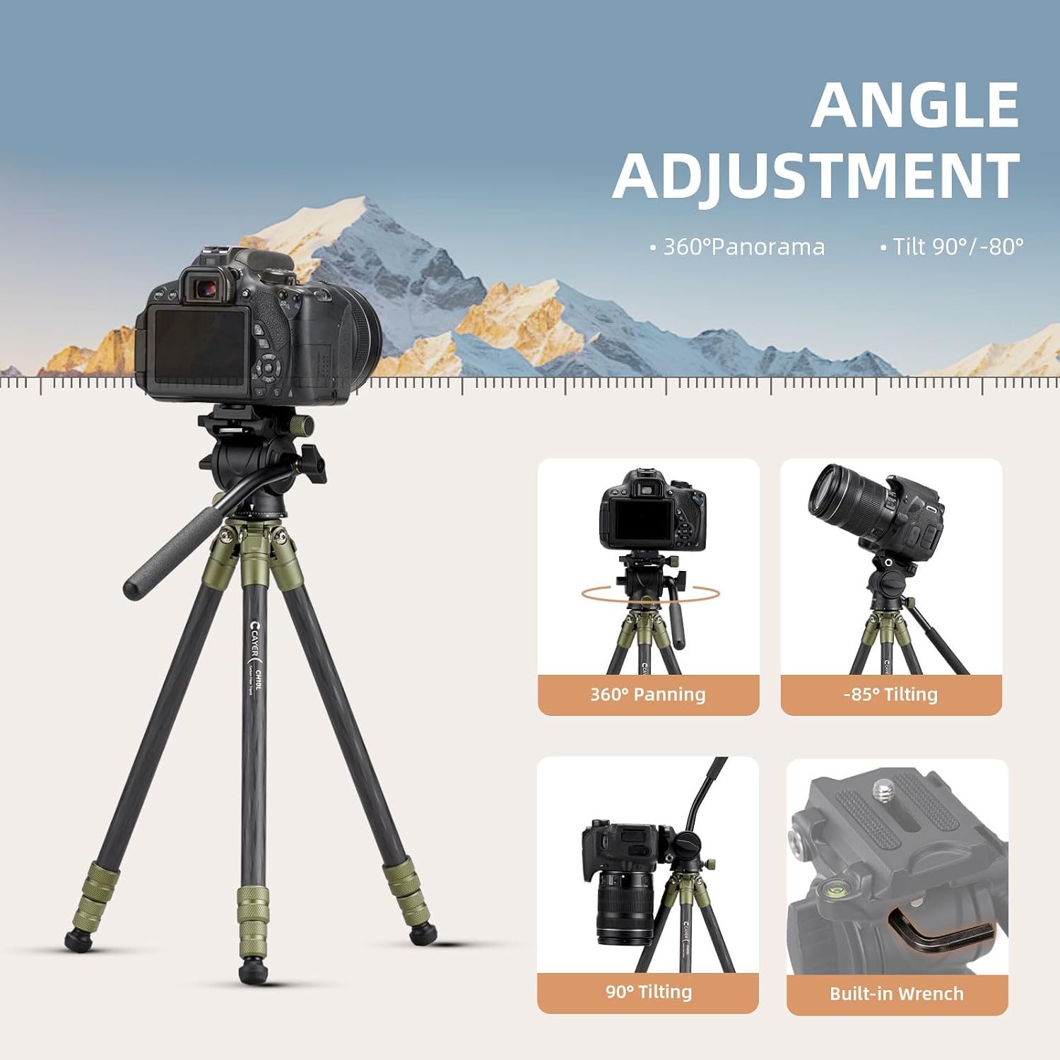CH10L Carbon Fiber Mini Tripod, 28" with S1 Fluid Head Travel Stand | Compact Desktop Stand