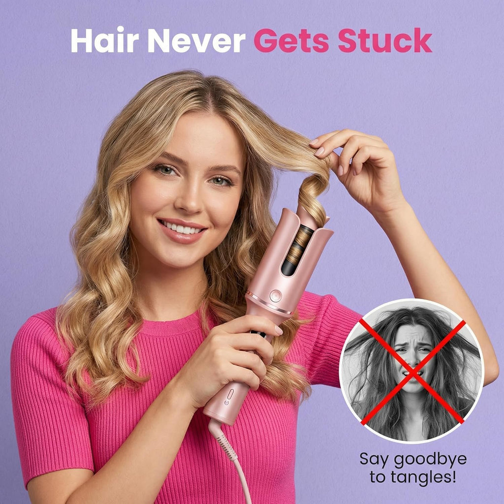 Automatic Curling Iron, Ceramic Curling Wand for Long Hair, Automatic Hair Curler, Rotating Curling Iron - Creating