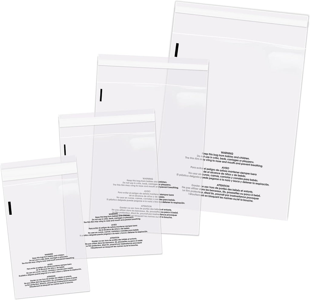 Poly Bag Bundle Combo Pack of 400-6X9, 8X10, 9X12, 11X14 Self Seal