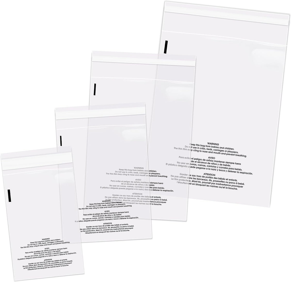 Poly Bag Bundle Combo Pack of 400-6X9, 8X10, 9X12, 11X14 Self Seal