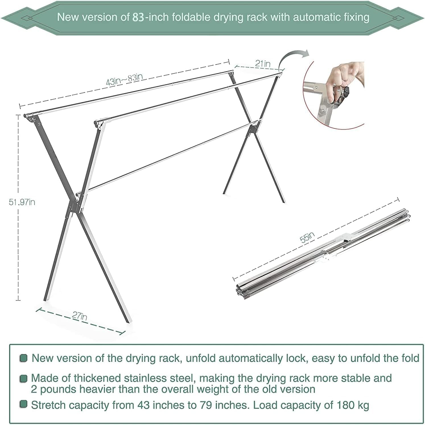 Clothes Drying Rack Folding Indoor Outdoor, Foldable Portable Laundry Drying Rack, Heavy Duty Laundry Hanger Dryer