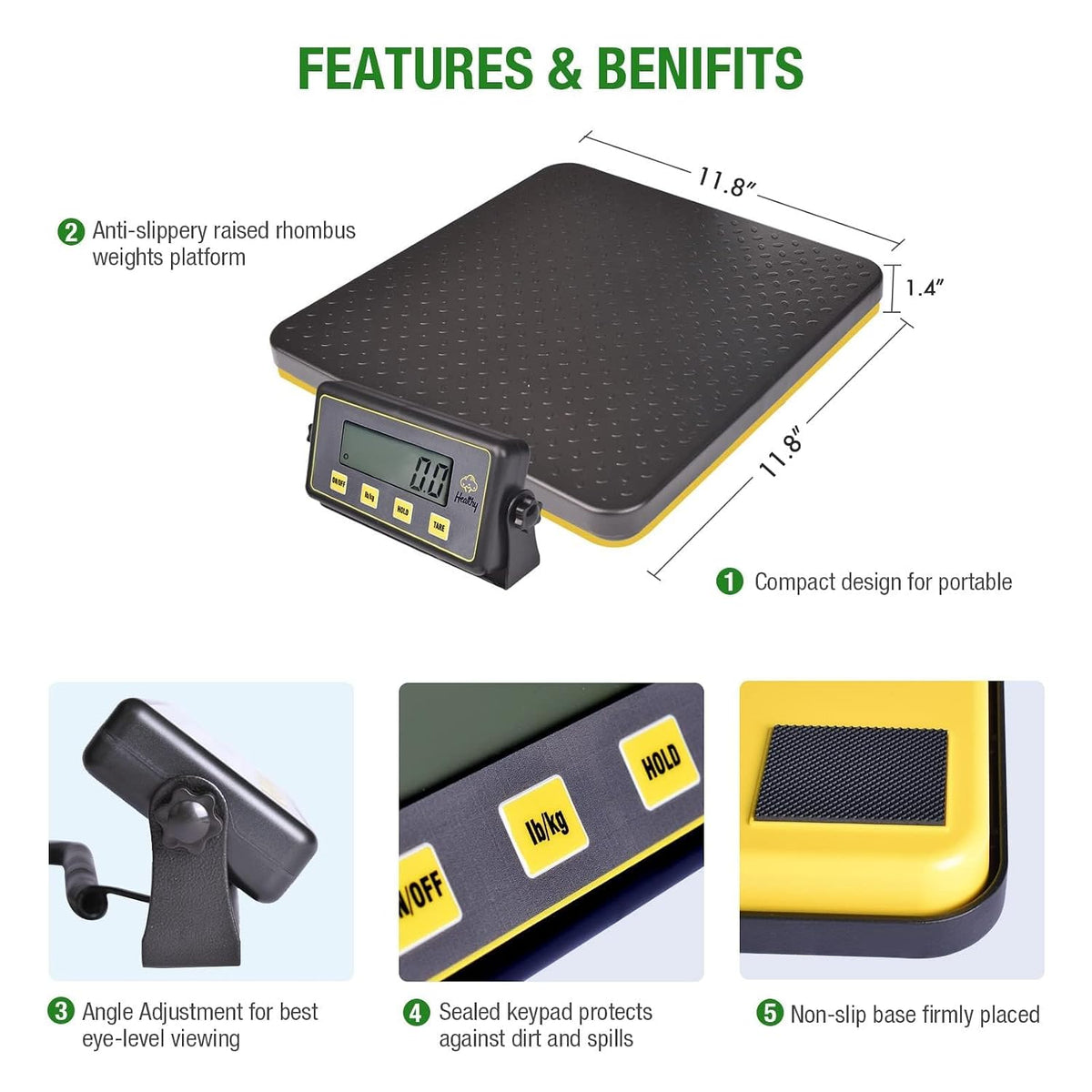 Commercial Digital Receiving Scale 150lbs, Aluminum Platform