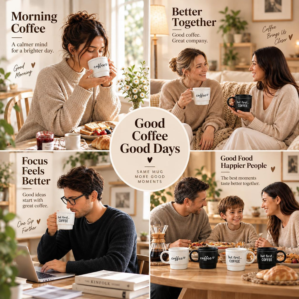 Ceramic Coffee Mugs, Coffee Mug Set of 4, 10oz Stackable Coffee Cups Set