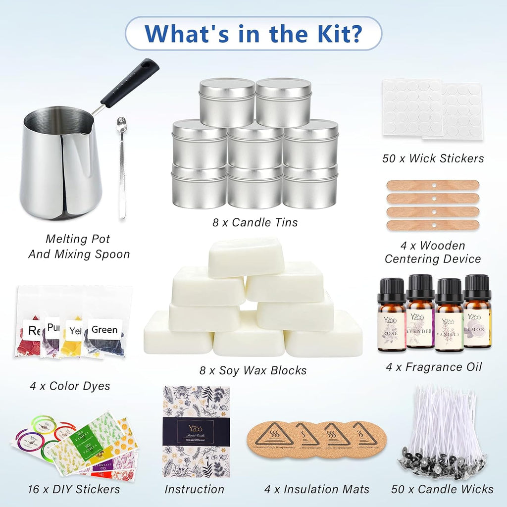 Complete Candle Making Kits for Adults Beginners, DIY Candle Making Supplies Include Soy Wax,Wax