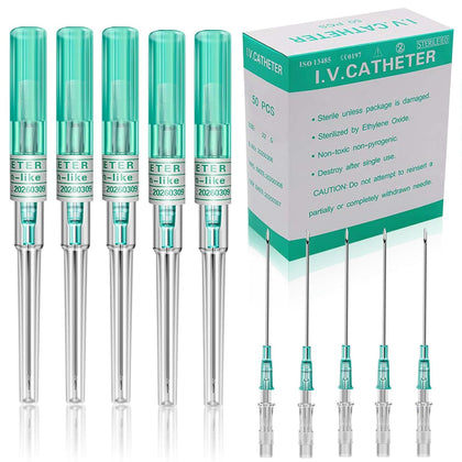 18G Catheter Piercing Needles 50Pcs IV Catheter Needles 18 Gauge Ear Nose Piercing Needles Stainless Steel Hollow