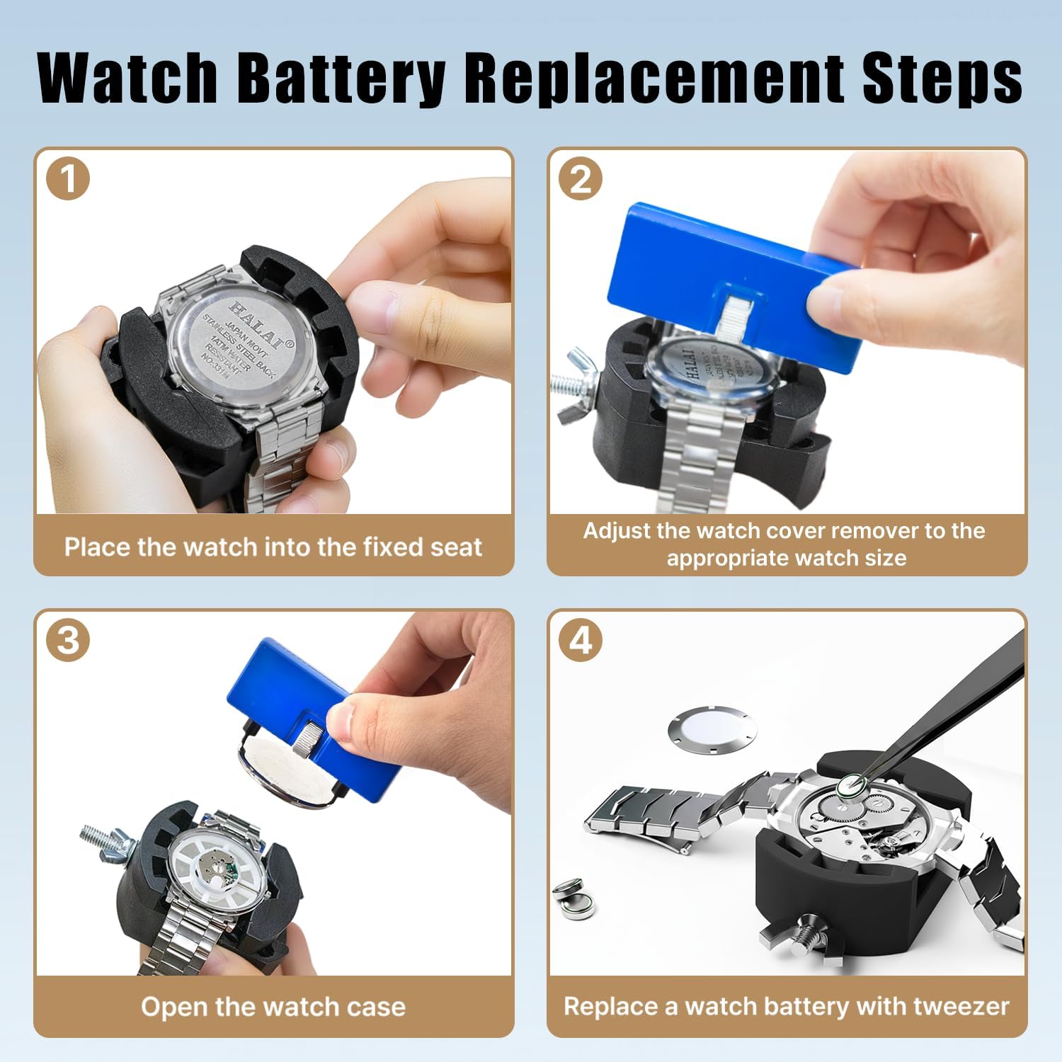 Watch Battery Replacement Kit: Professional Watch Repair Tools Set | Complete Watch Back Remover & Case Opener Tools