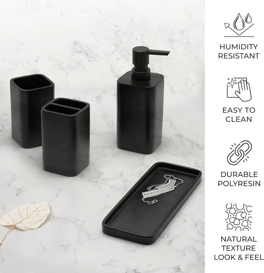 Bathroom Accessory Sets, 4 Pieces Bathroom Accessories Complete Set Vanity Countertop Accessory Set, Includes Lotion