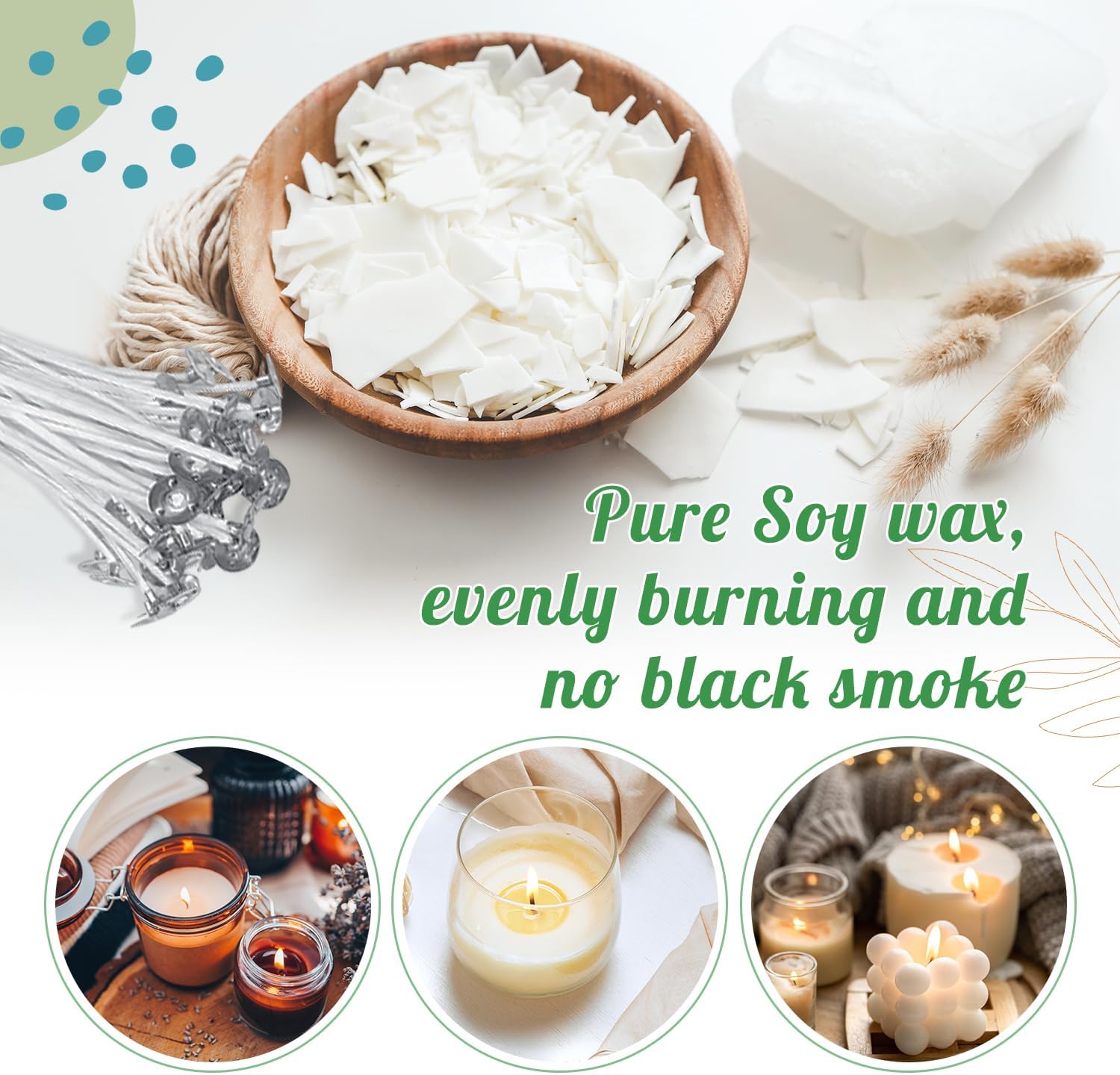 4lb Soy Wax Melt Kit with Digital Wax Melting Pot, | Soy Candle Maker Set with Wax Melter, Wicks, Wick Holders, Wick