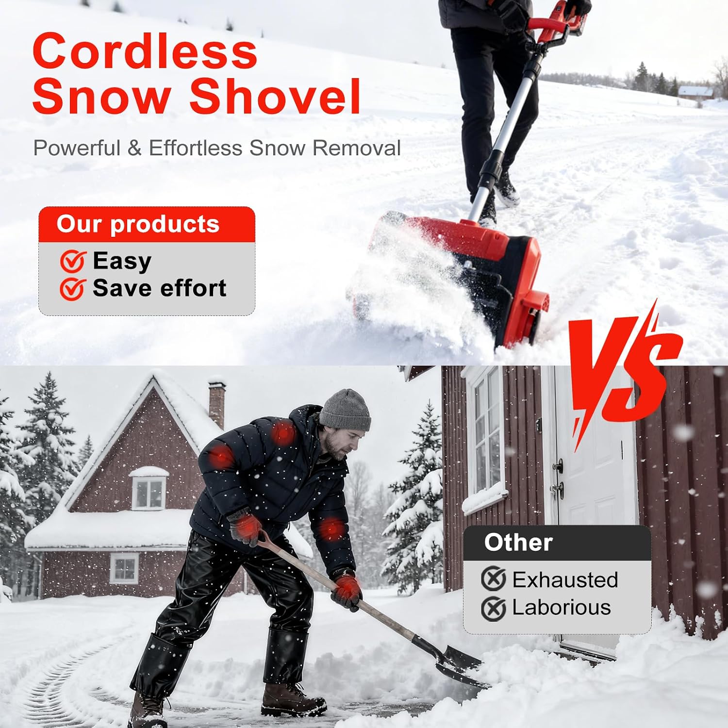 21V Cordless Electric Snow Shovel, 12-Inch Brushless Cordless Snow Blower with 2x4.5Ah Batteries & Fast Charger