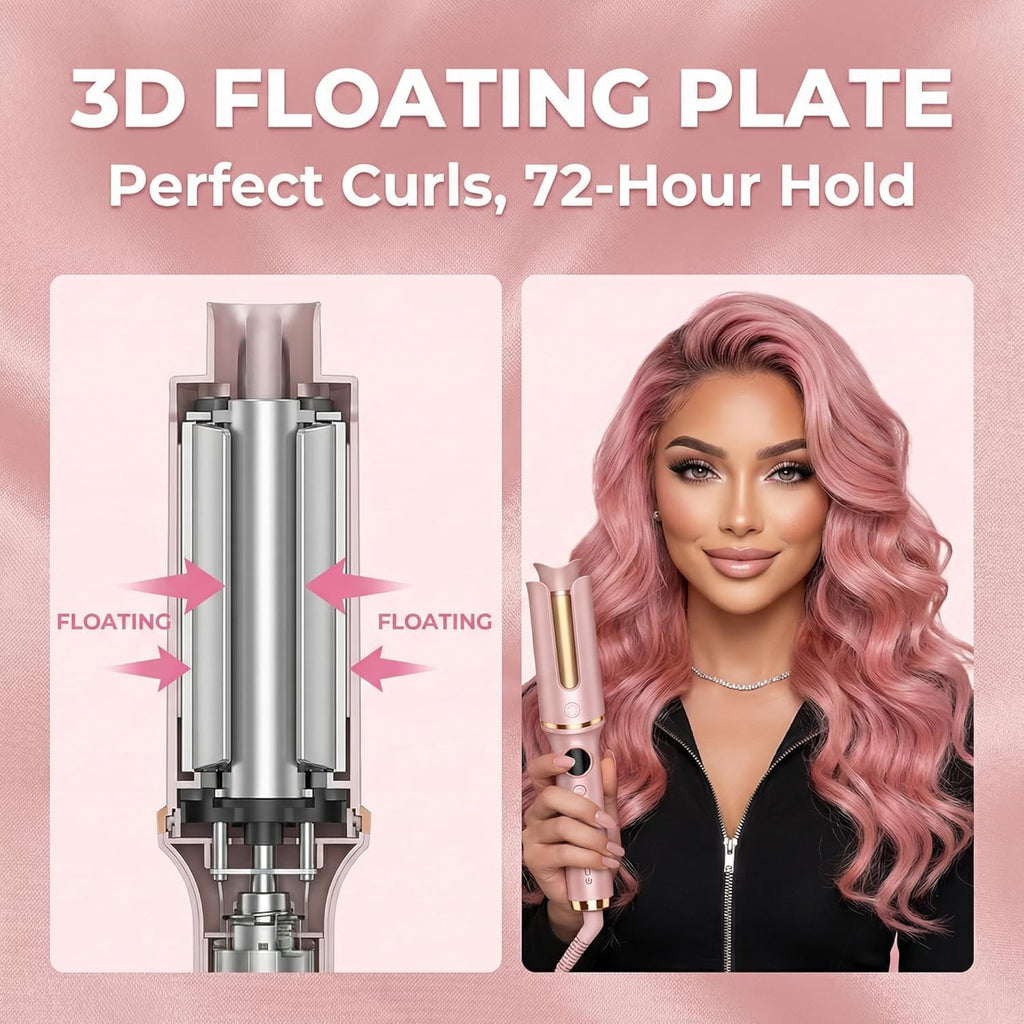 Automatic Curling Iron, Ceramic Curling Wand for Long Hair, Automatic Hair Curler, Rotating Curling Iron - Creating