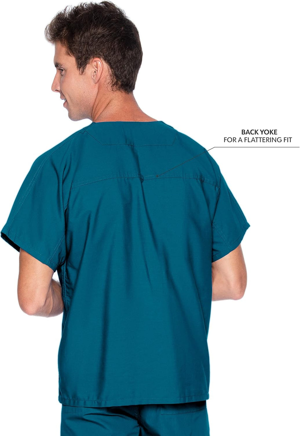 Essentials Unisex Relaxed Fit 1-Pocket V-Neck Scrub Top 7502 Caribbean Blue