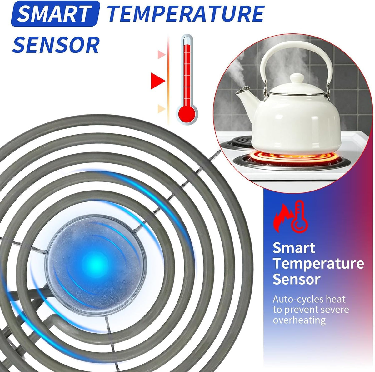 WB30X31057 8" Surface Burner Element for Ge Range Burner with Safety Sensor