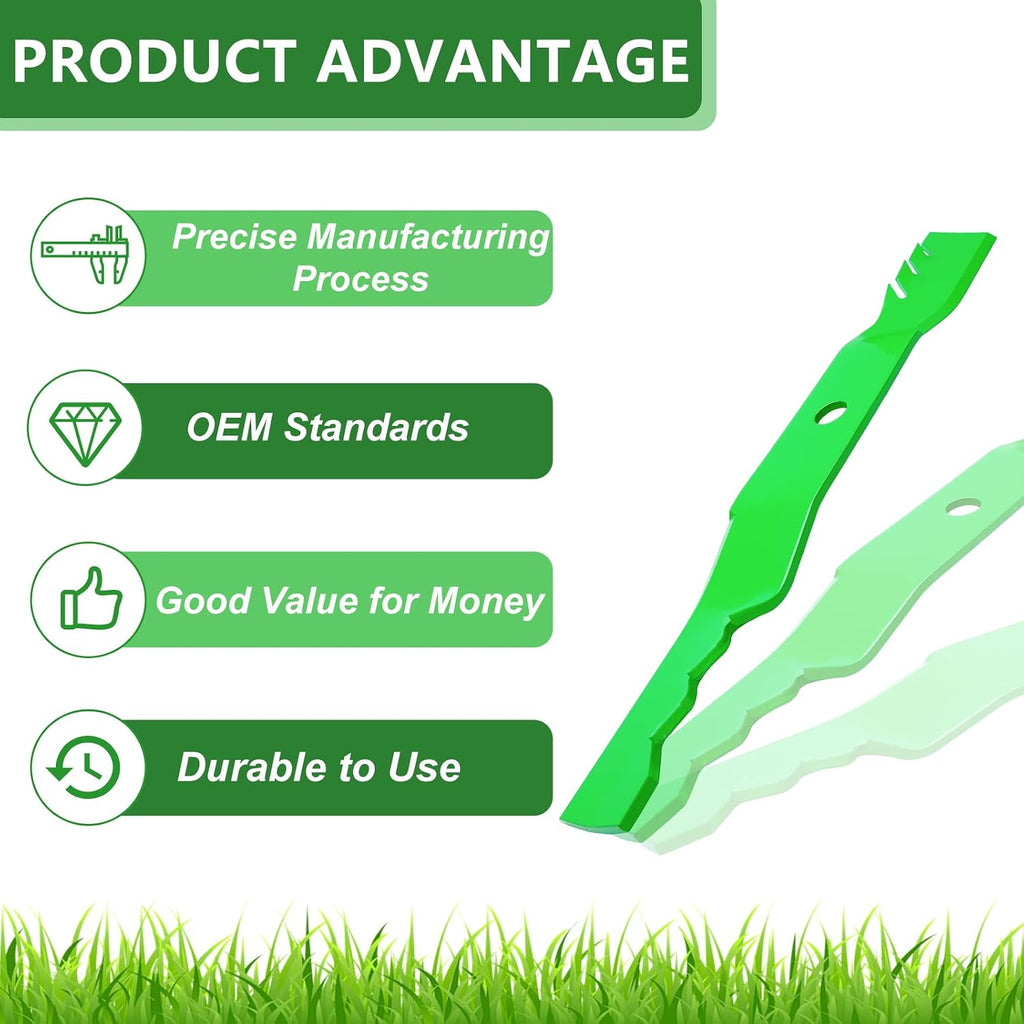 TCU15881 M131958 Mulching Blades Fit for 60 Inch John Deere 7-Iron Z950r z951r 1025r Z930m Z950m 950m 930m Z757 Z665 Mower Decks Replaces AM128485 M144196 M163983 (3 Pack)