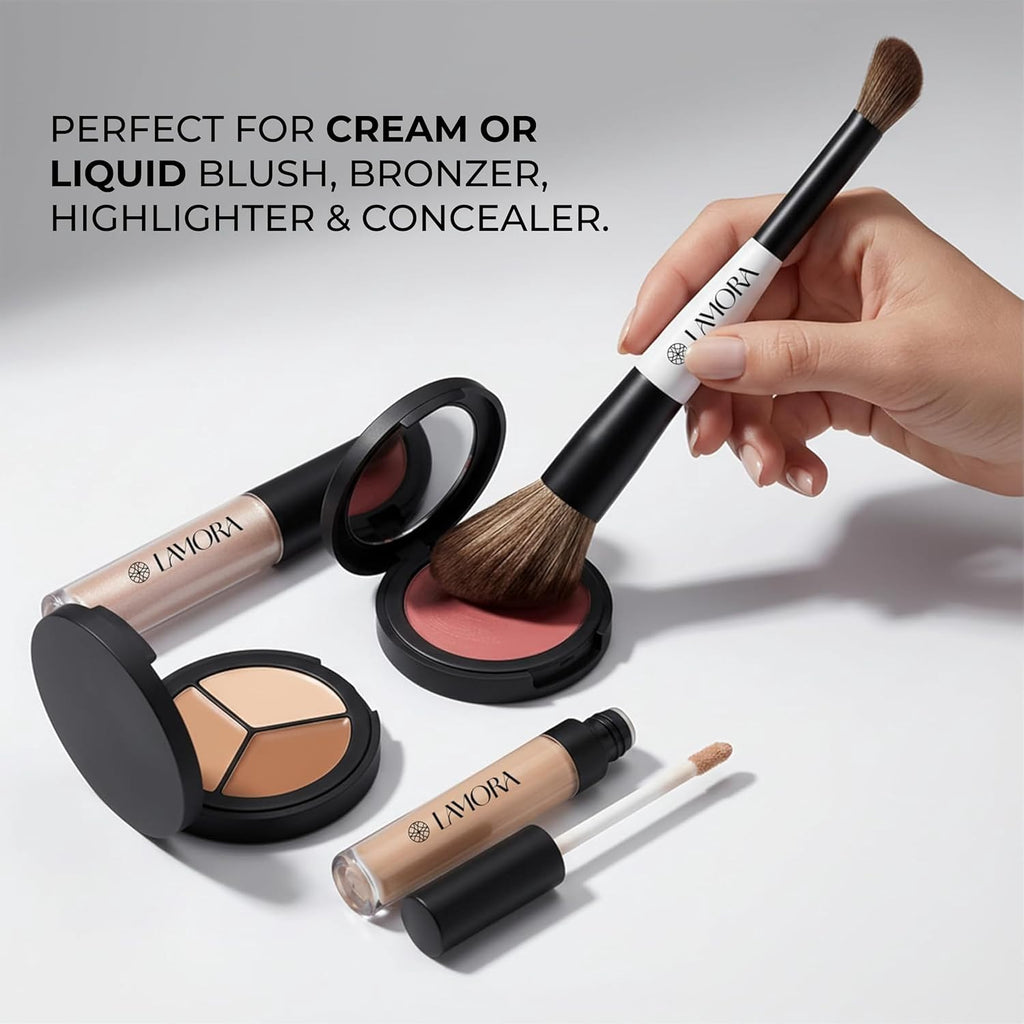 Dual Ended Makeup Brush - Blush + Concealer - Duo Angled Face Brush