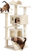 Yaheetech 54in Cat Tree, Multi-Level Cat Tower with Spacious Perch, 2 Cozy Caves, Scratching Posts, Climbing Ladder