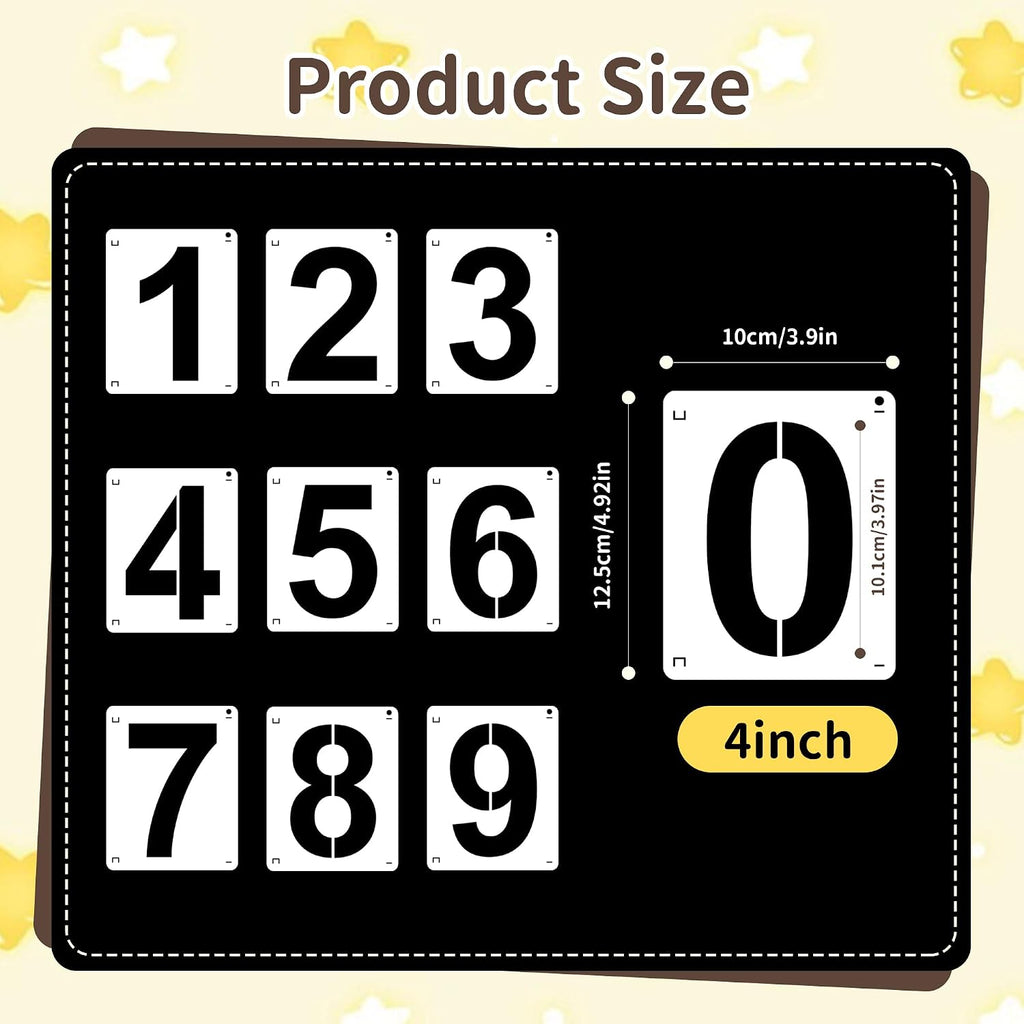 4Inch Number Stencils,10Pcs Plastic Stencils Reusable Curb Stencil Kit | Washable 0-9 Large Number Stencil for
