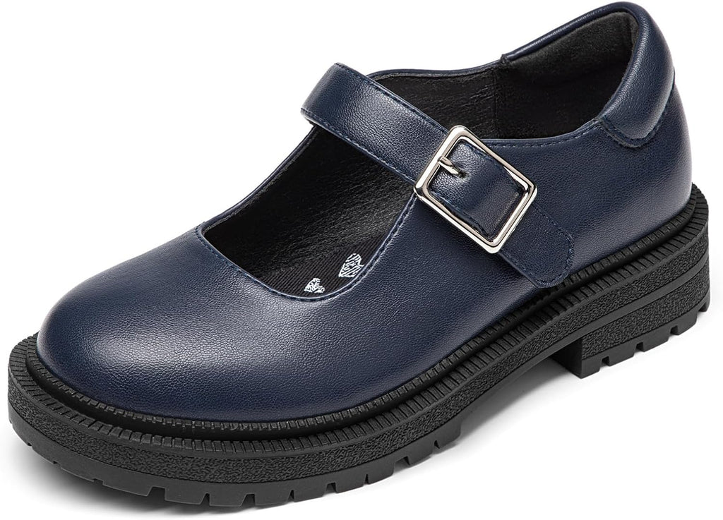 Girls Mary Jane Dress Shoes Kids School Uniform Loafers Chunky Flats | Girls Chunky Platform Flats, Easy