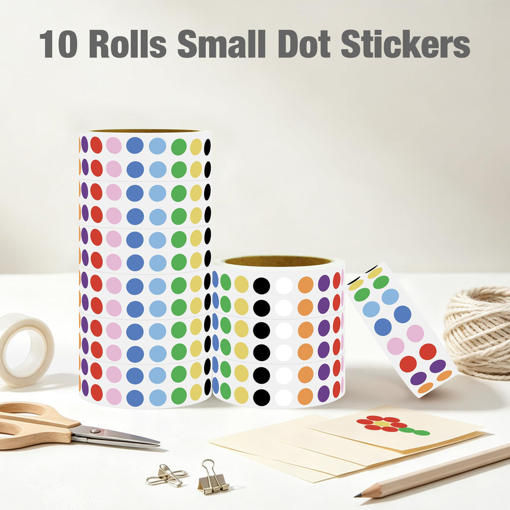 10000 PCS Small Dot Stickers 0.25" Mini Circle Round Stickers