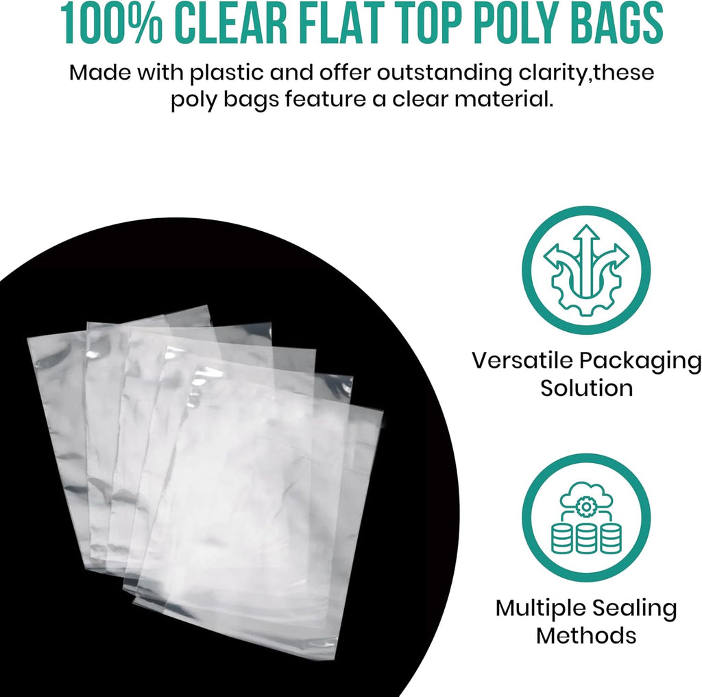 18" x 24" (100 Count) Open End Flat Top - 4-Mil Super Heavy Duty Clear Poly Bags for Packaging, Shipping, Storage &