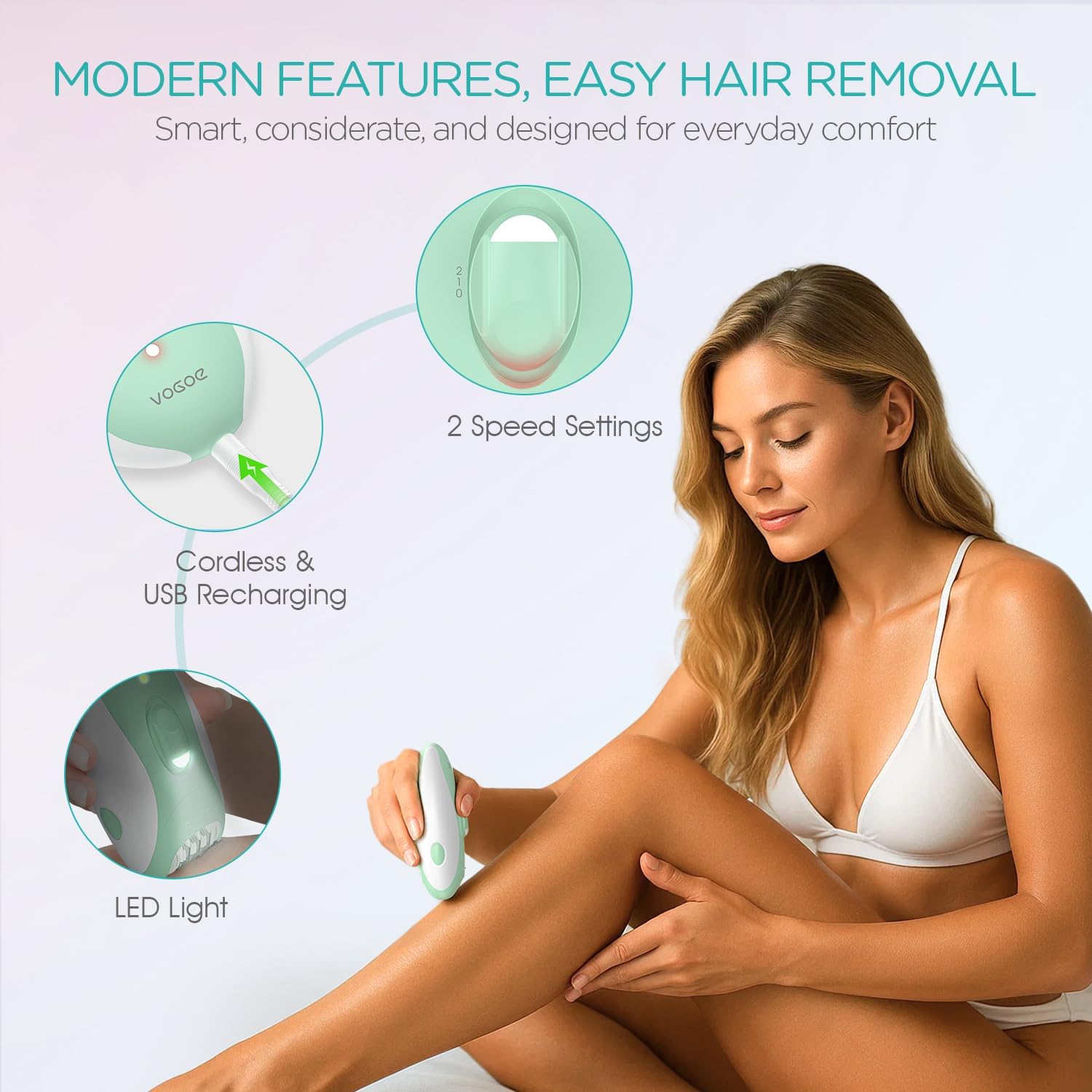 Epilator for Women-Cordless Epilators Hair Removal for Body HR310 | 4-in-1 Electric Razor Hair Remover, 21 Tweezers