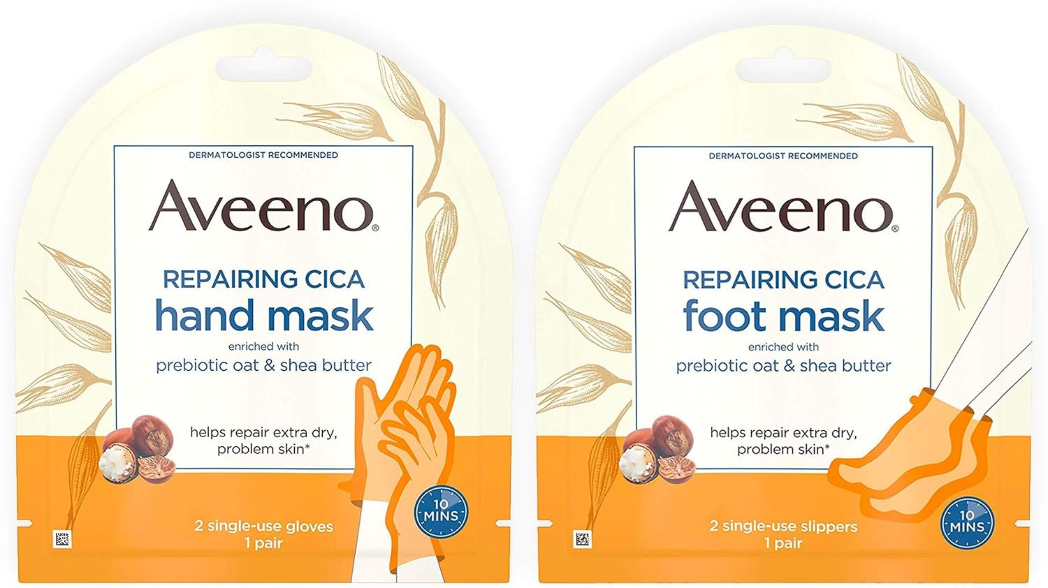 Repairing CICA Foot Mask & Hand Mask with Prebiotic Oat and Shea Butter