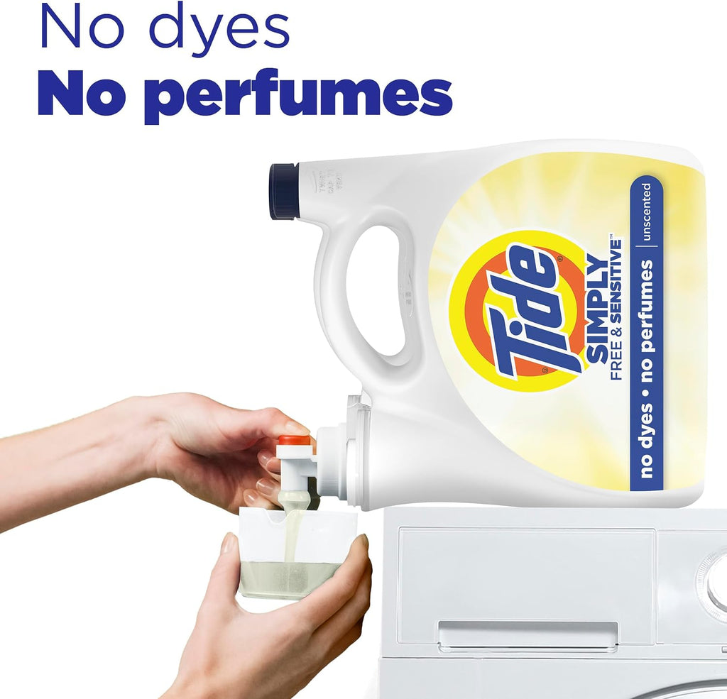 Simply Liquid Laundry Detergent, Free & Sensitive, 138 Loads, 173 fl oz