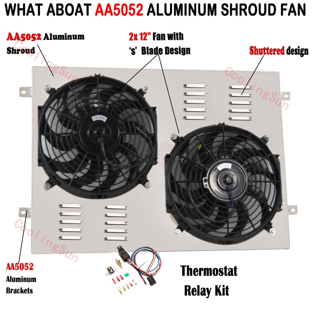 Aluminum Radiator Shroud Electric Fan for 1966-1979 Ford Bronco & F100 F150 F250 F350 V8