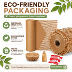 Honeycomb Packing Paper, Bubble Cushioning Wrap Alternative for Moving & Gift Wrapping, Includes 20 Fragile Sticker