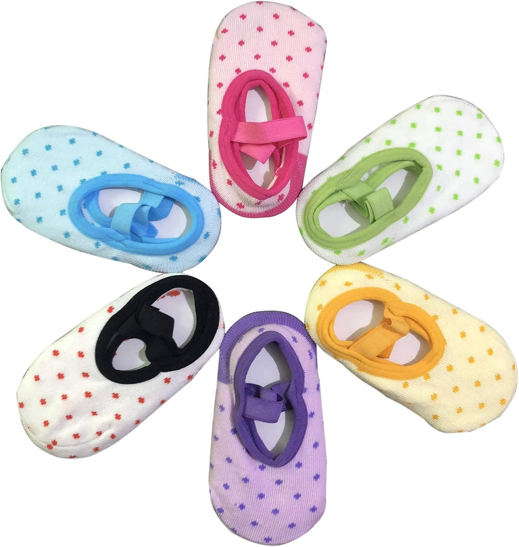 Baby Toddler Girls Socks Gift: 6 Pairs Non-Slip Grip Ankle Mary Jane Socks For 12-30 Months
