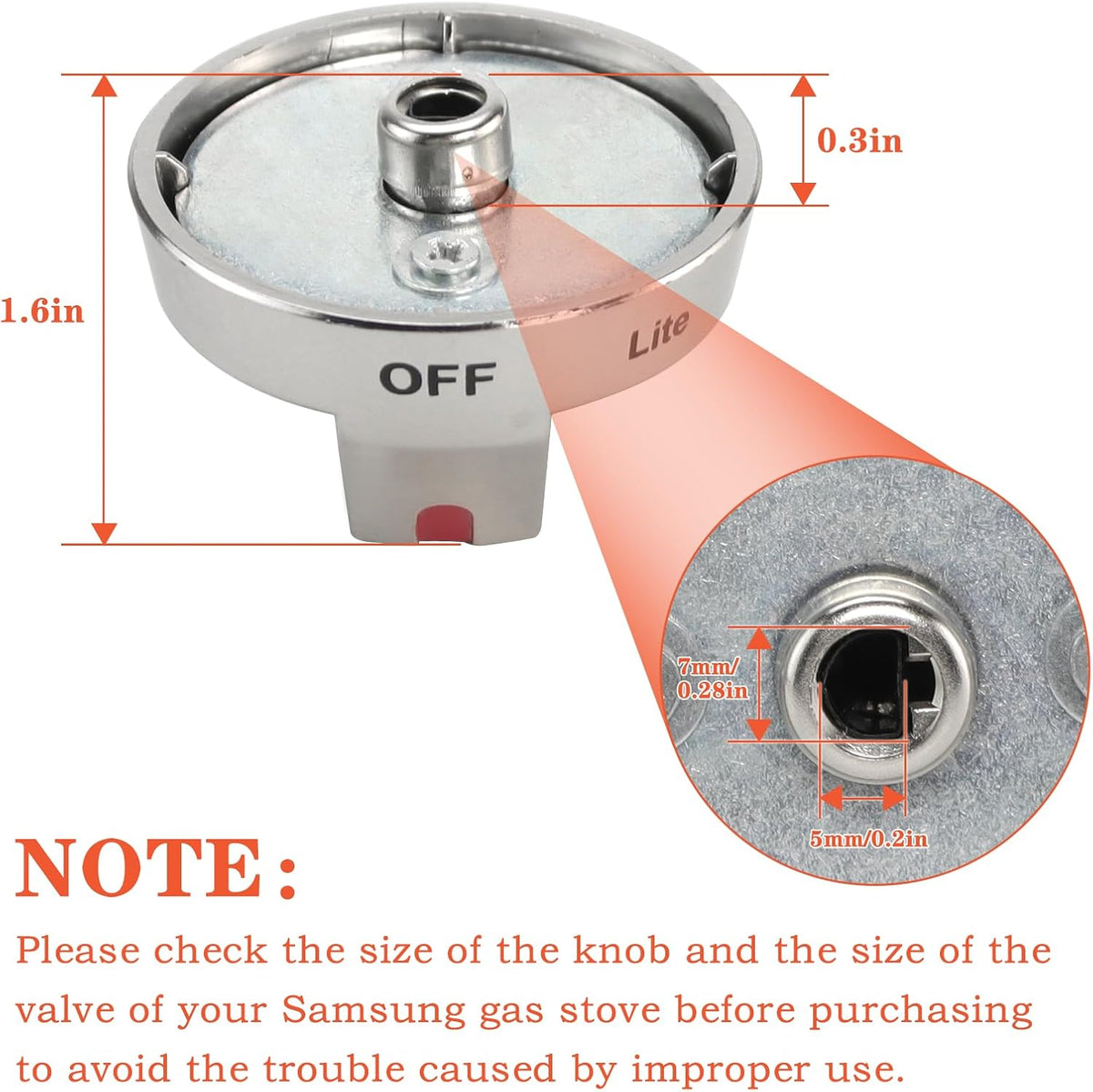 DG64-00473A Stove Knob Replacement for Samsung Gas Range, Metal D-Ring