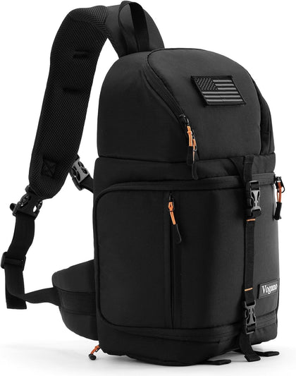 Camera Sling Bag for Photographers - Waterproof Single-Shoulder Camera Case with Adjustable Dividers, Rain Cover &