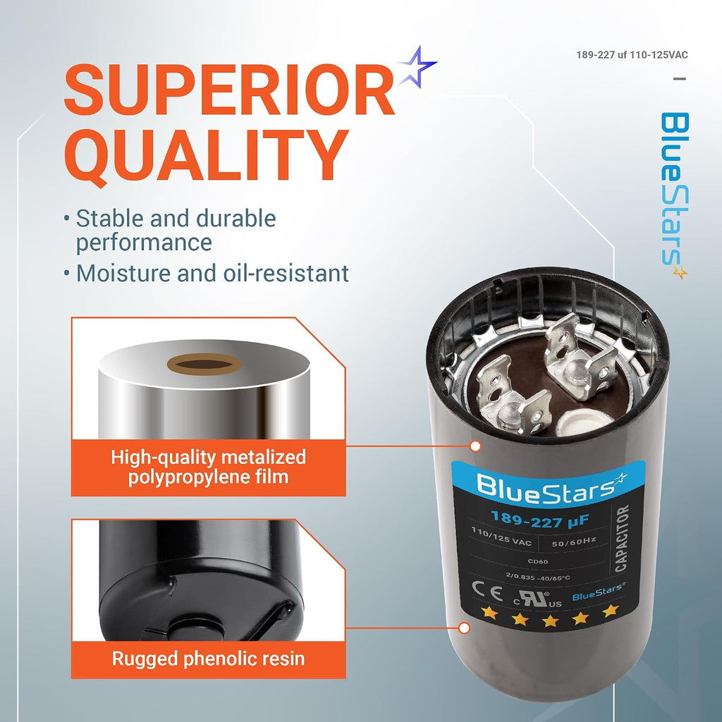 [Upgraded] BlueStars 189-227 MFD uF 125VAC Capacitor