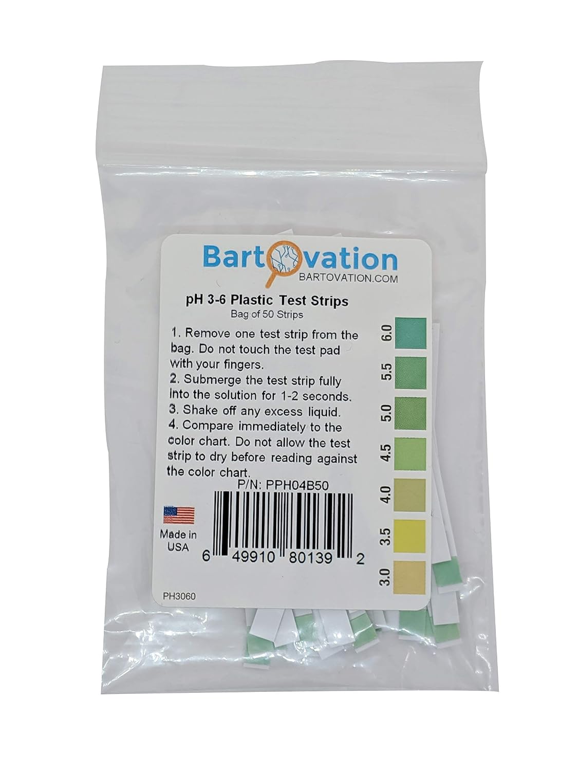pH 3-6 Short Range Test Strips, 50-Pack