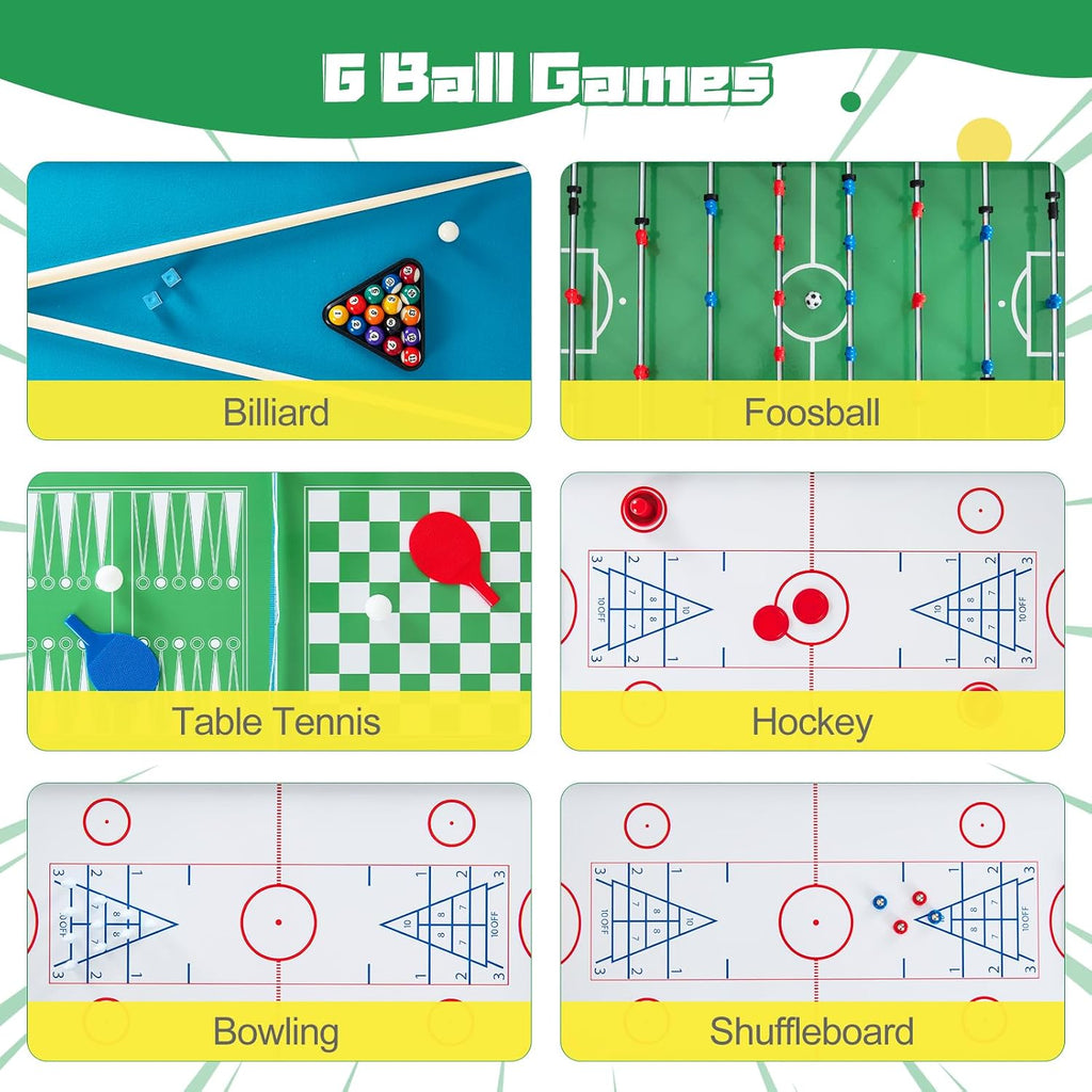 12 in 1 Multi Game Table, 48" Combo Game Table w/Billiards, Foosball, Ping Pong, Hockey, Shuffleboard, Bowling