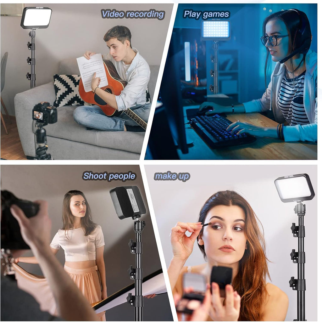 LED Video Light Kit, 2Pcs Dimmable Continuous Portable Photography Lighting with Adjustable Tripod Stand & 5 Color
