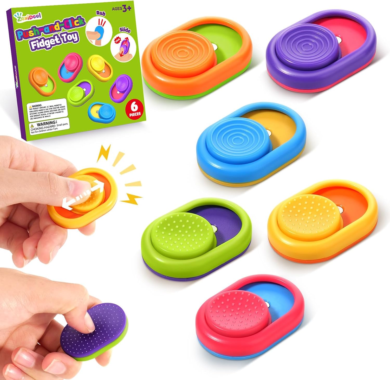 Sensory Fidget Toys for Kids Adult 6 Pack Textured Fidgets for Classroom | Magnetic Toy Stress Relief Item Fun Small