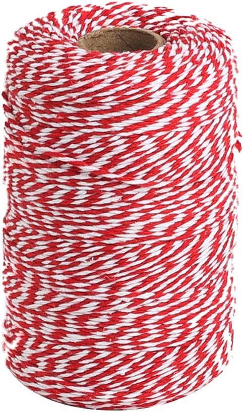 656ft Red White Cotton Bakers Twine for Baking Crafts