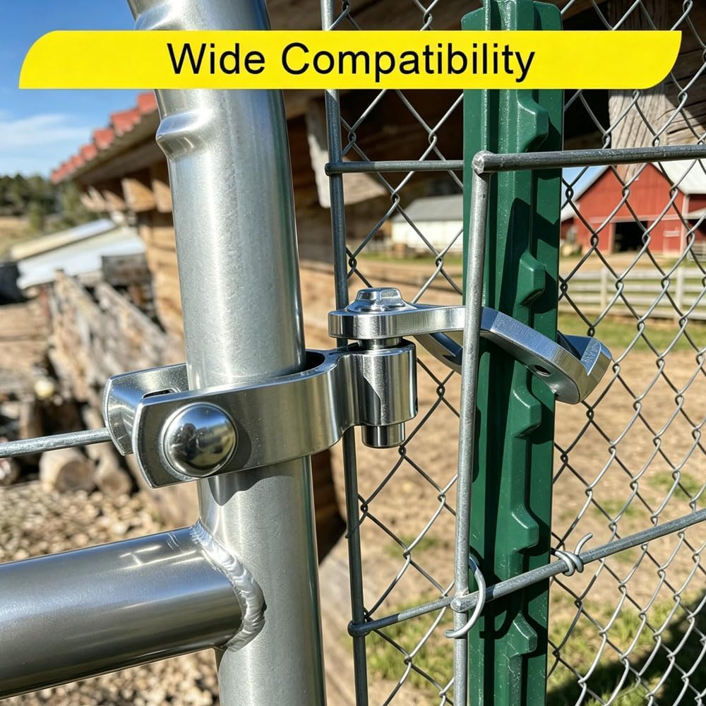 T Post Gate Hinge Kit, 2-Pack Heavy Duty Hot-Dip Galvanized Steel Hinge Pins with 1-5/8" Female Hinges, 200 Degree