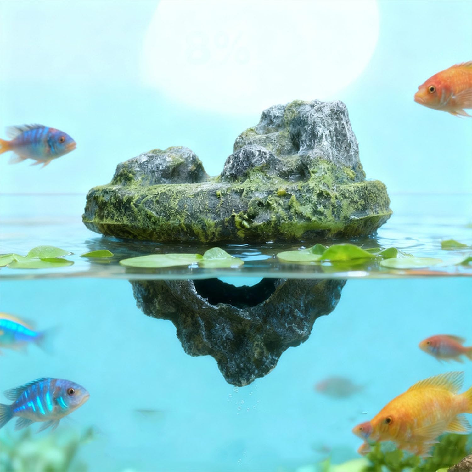 Aquarium Floating Island Decorations,Floating Fish Tank Decorations,Fisherman Aquarium Decor Island