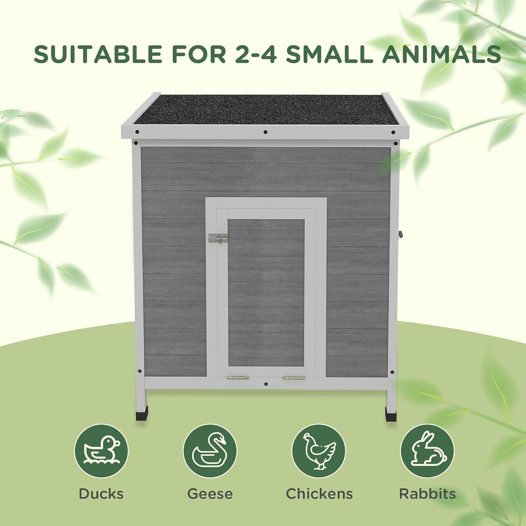 Duck Coop, Wooden Chicken House Rabbit Hutch with Openable Roof, Removable Floor, Double Doors, Ramp, Duck House for