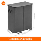 Double Laundry Hamper with Lid, Removable Laundry Bags, Black