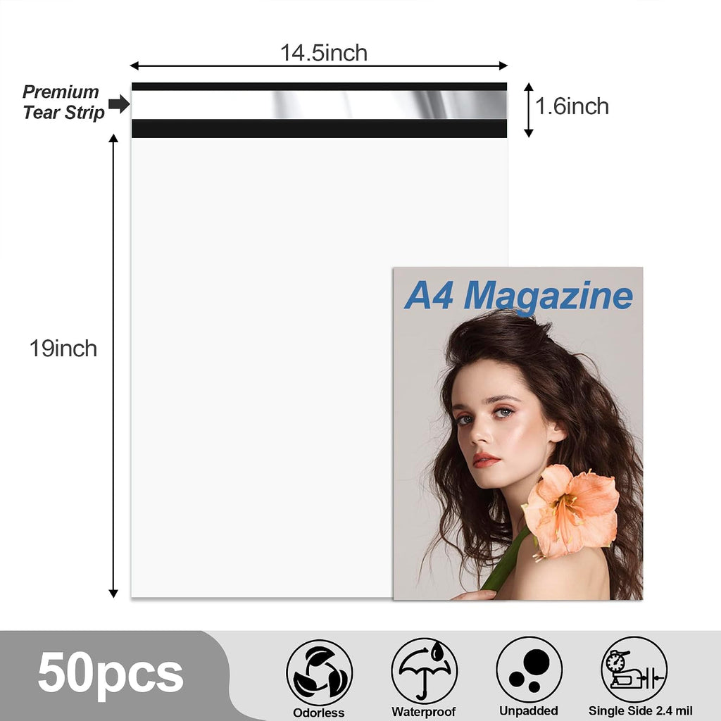 Thank You Poly Mailers 14.5x19 Inch, 50 PCS, White