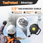 Self Retracting Lifeline 50FT Fall Protection Retractable Lanyard