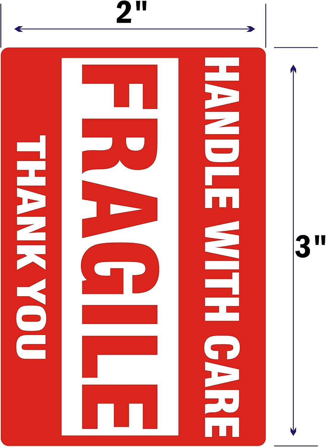 [2 Rolls, 1000 Labels] 2" x 3" Fragile Stickers Handle with Care Warning Packing/Shipping Labels - Permanent Adhesive