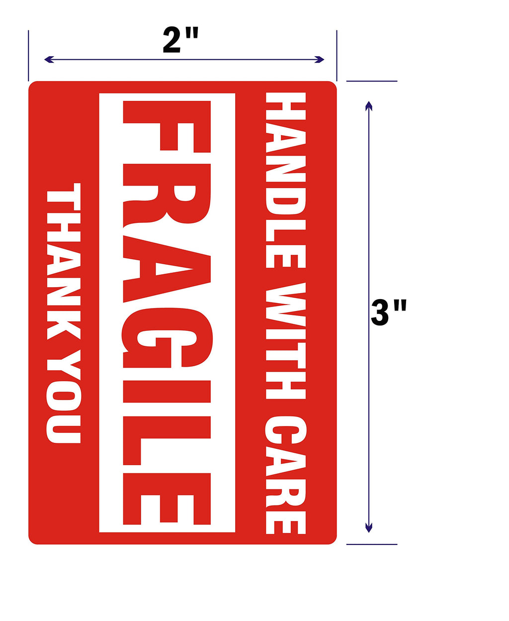 [4 Rolls, 2000 Labels] 2" x 3" Fragile Stickers Handle with Care Warning Packing/Shipping Labels - Permanent Adhesive