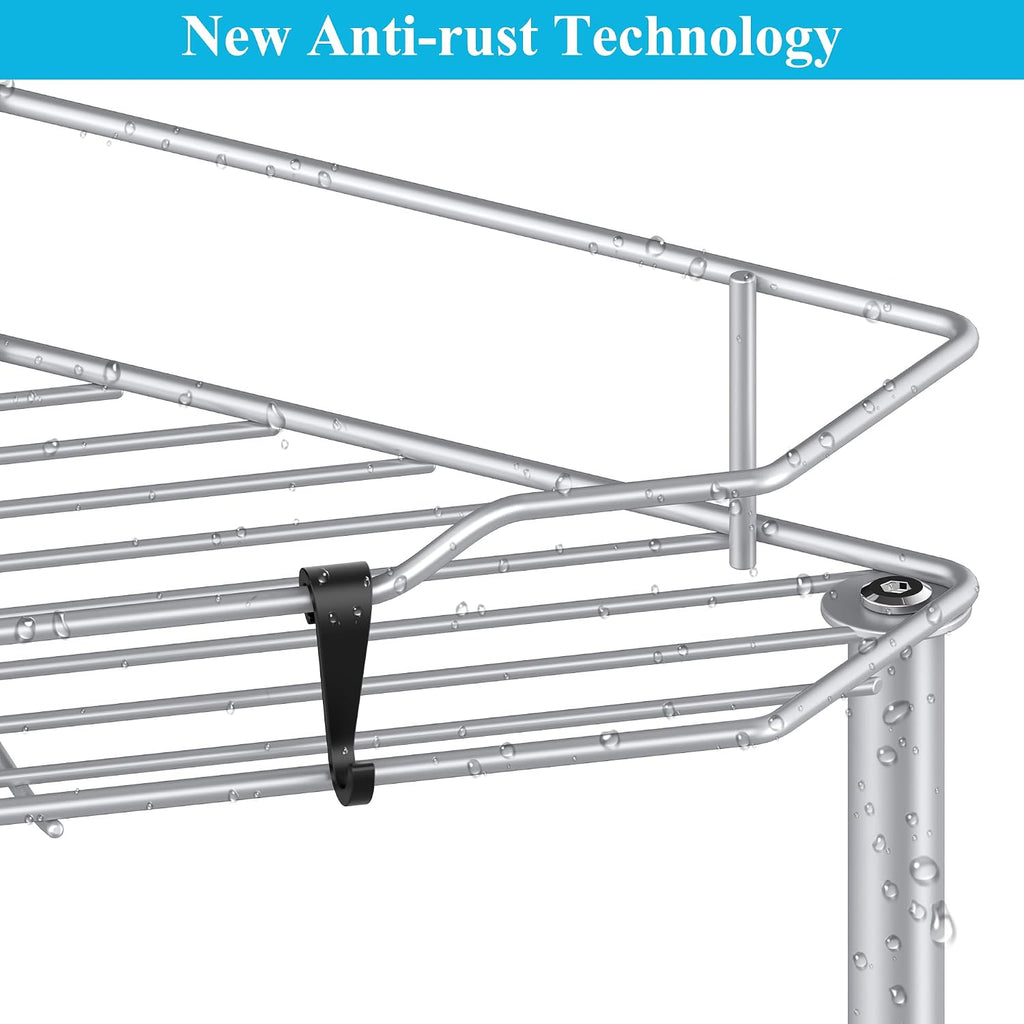 Metal Floor Standing Corner Shower Caddy, Silver, 3 Tier | Adhesive Bathroom Organizer Shelves, Free Standing Shower